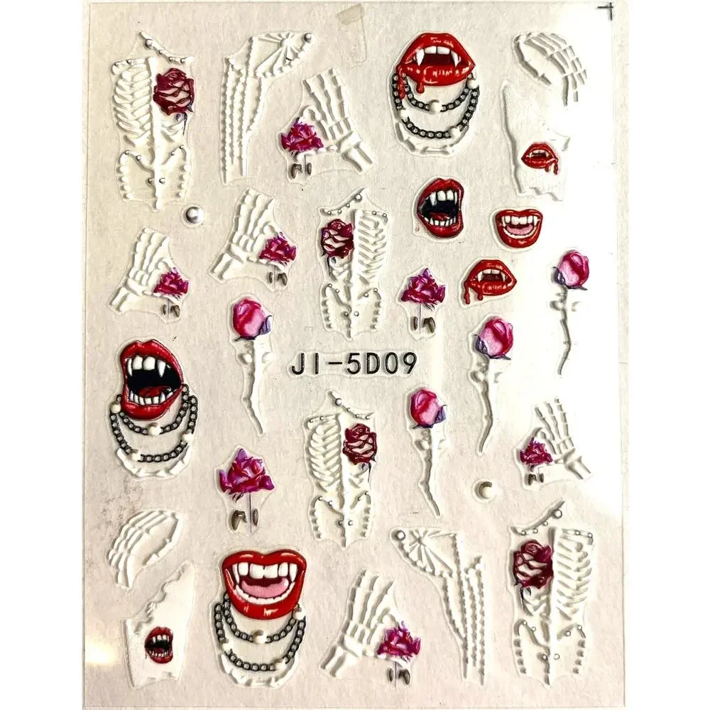 Women's Cinco de Mayo Halloween Skeleton Horror Themed Nail Stickers 4 Pages